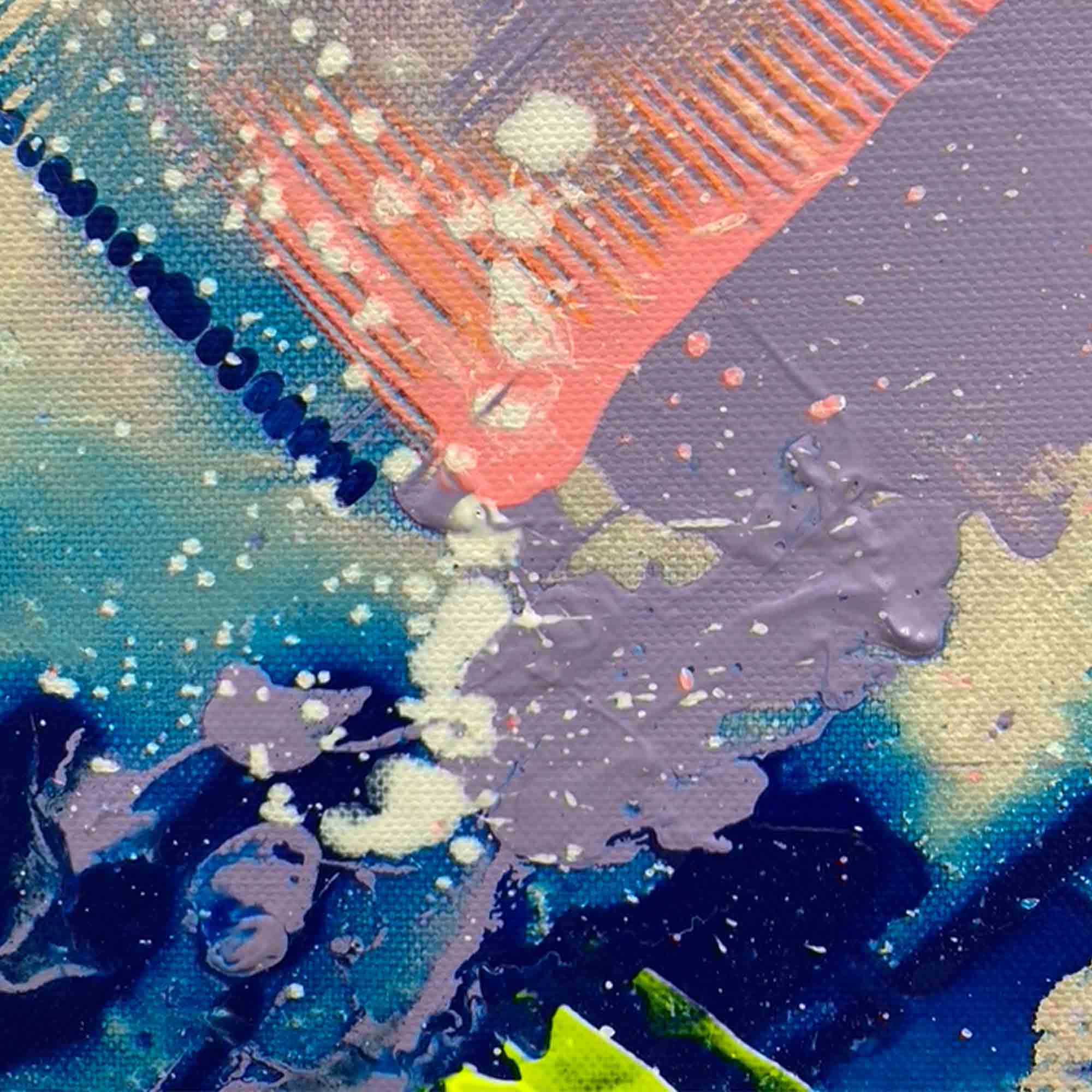 Abstraktes Originalgemälde „EXPECTATIONS – HOPE“ von Sophie Friederichs im Format 60 × 80 cm mit strukturierter Acrylmalerei in Taupe, Orange, Blau und Violett. Moderne Leinwandkunst mit organischen Formen und Symbolik für Hoffnung, Zuversicht und Transformation.