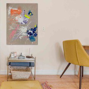 Abstraktes Originalgemälde „EXPECTATIONS – RESTART“ von Sophie Friederichs im Format 60 × 80 cm mit strukturierter Acrylmalerei, organischen Formen und dynamischer Farbkomposition. Moderne Leinwandkunst zum Thema Neuanfang, Transformation und Wachstum.