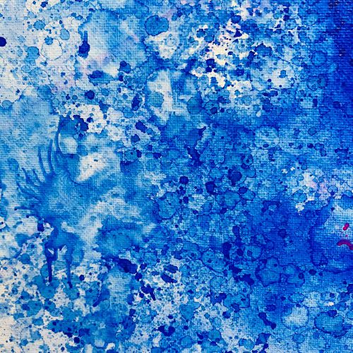 CLEAREST BLUE - Abstraktes Leinwandbild in 30x40 cm von Sophie Friederichs. Gemalt Dezember 2023. Farbwelt: Royalblau und ein Hauch von Neonpink.