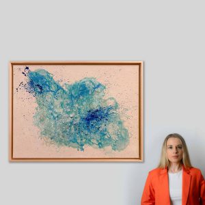 Abstraktes Leinwandgemälde „FORTNIGHT“ von Sophie Friederichs in moderner Acryltechnik mit expressiver, strukturierter Farbkomposition in warmen und dunklen Tönen.