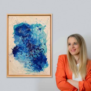 Abstraktes Leinwandbild „Wait For Me“ von Sophie Friederichs im Format 50 x 70 cm. Handgemaltes Originalgemälde mit vielschichtigen Strukturen, modernen Farbakzenten und Mixed-Media-Technik.