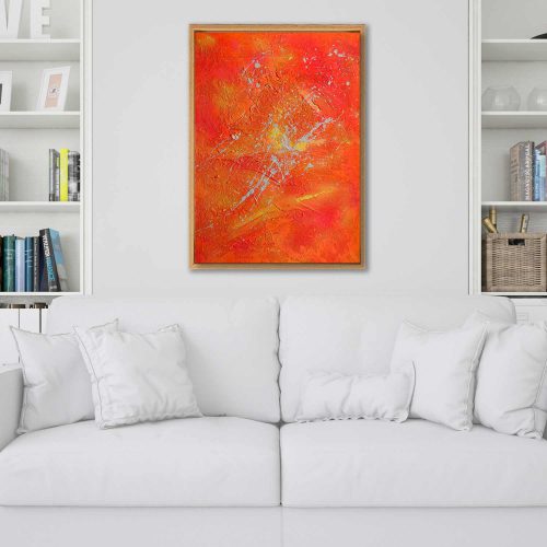 Titel: alles wieder gut
Künstlerin: Sophie Friederichs (Hamburg)
Technik: Acryl, Strukturpaste & Sand auf Leinwand
Maße: 50 x 70 cm
Farben: Knalliges Orange & Pink
Struktur: Rau, großflächig, mit fühlbarer Textur
Inspiration: Lied „Alles wieder gut“ – persönliche Bedeutung als Mutter