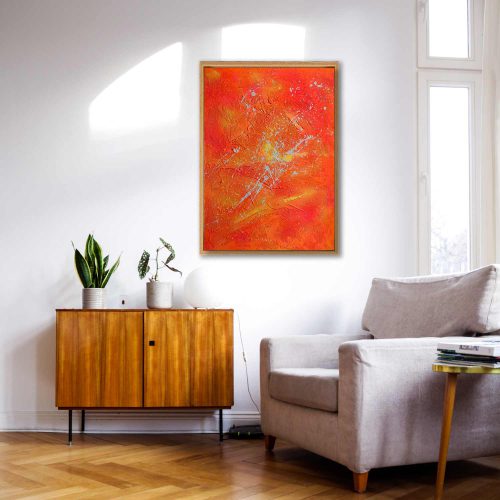 Titel: alles wieder gut
Künstlerin: Sophie Friederichs (Hamburg)
Technik: Acryl, Strukturpaste & Sand auf Leinwand
Maße: 50 x 70 cm
Farben: Knalliges Orange & Pink
Struktur: Rau, großflächig, mit fühlbarer Textur
Inspiration: Lied „Alles wieder gut“ – persönliche Bedeutung als Mutter