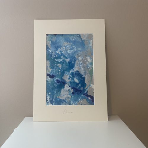 Mini Painting Serie VARADERO von Sophie Friederichs. Eine abstrakte Farbexplosion in türkis, blau und grau