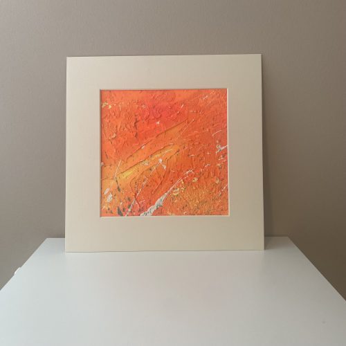 ALLES WIEDER GUT - eine abstrakt gemalte Mini Serie von Sophie Friederichs. Starke Texturen an der Oberfläche und ein kräftiges Neon Orange.