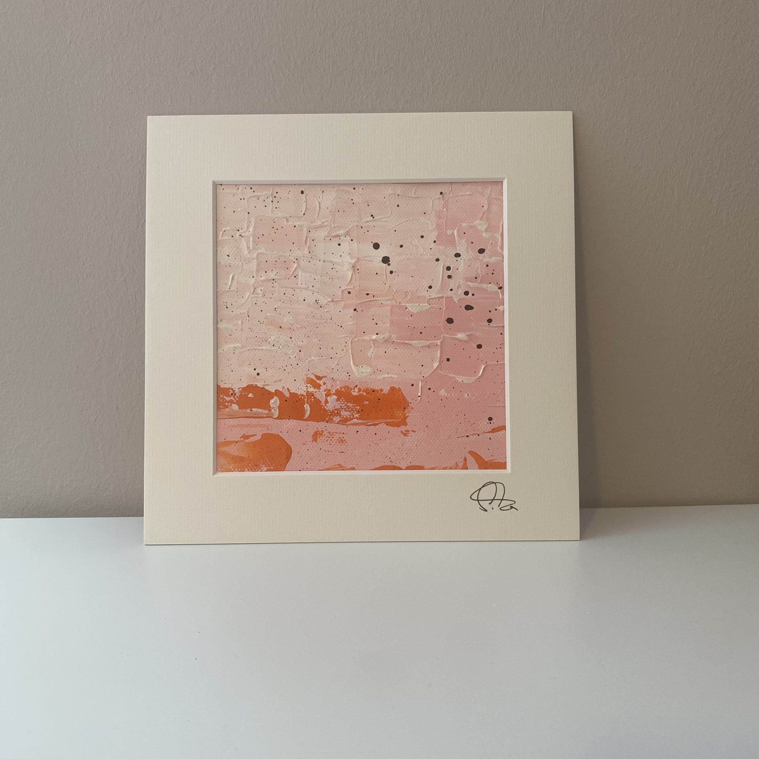 SWEET SIXTEEN - eine abstrakt gemalte Mini Painting Serie von Sophie Friederichs. Farbwelt peach, orange, rosa und weiß