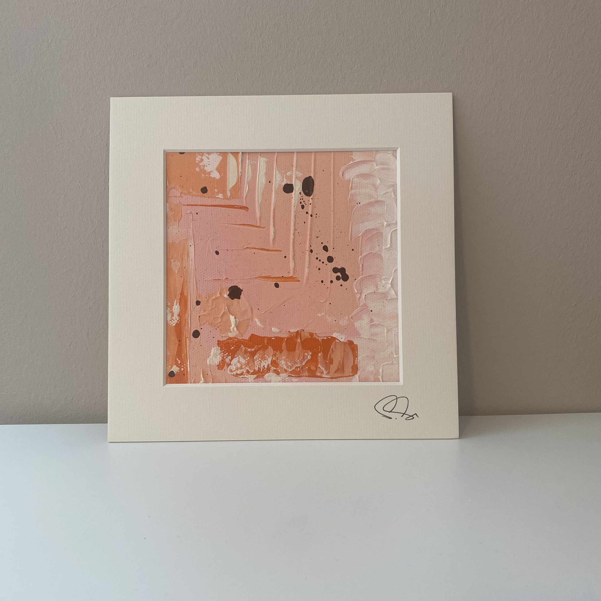 SWEET SIXTEEN - eine abstrakt gemalte Mini Painting Serie von Sophie Friederichs. Farbwelt peach, orange, rosa und weiß