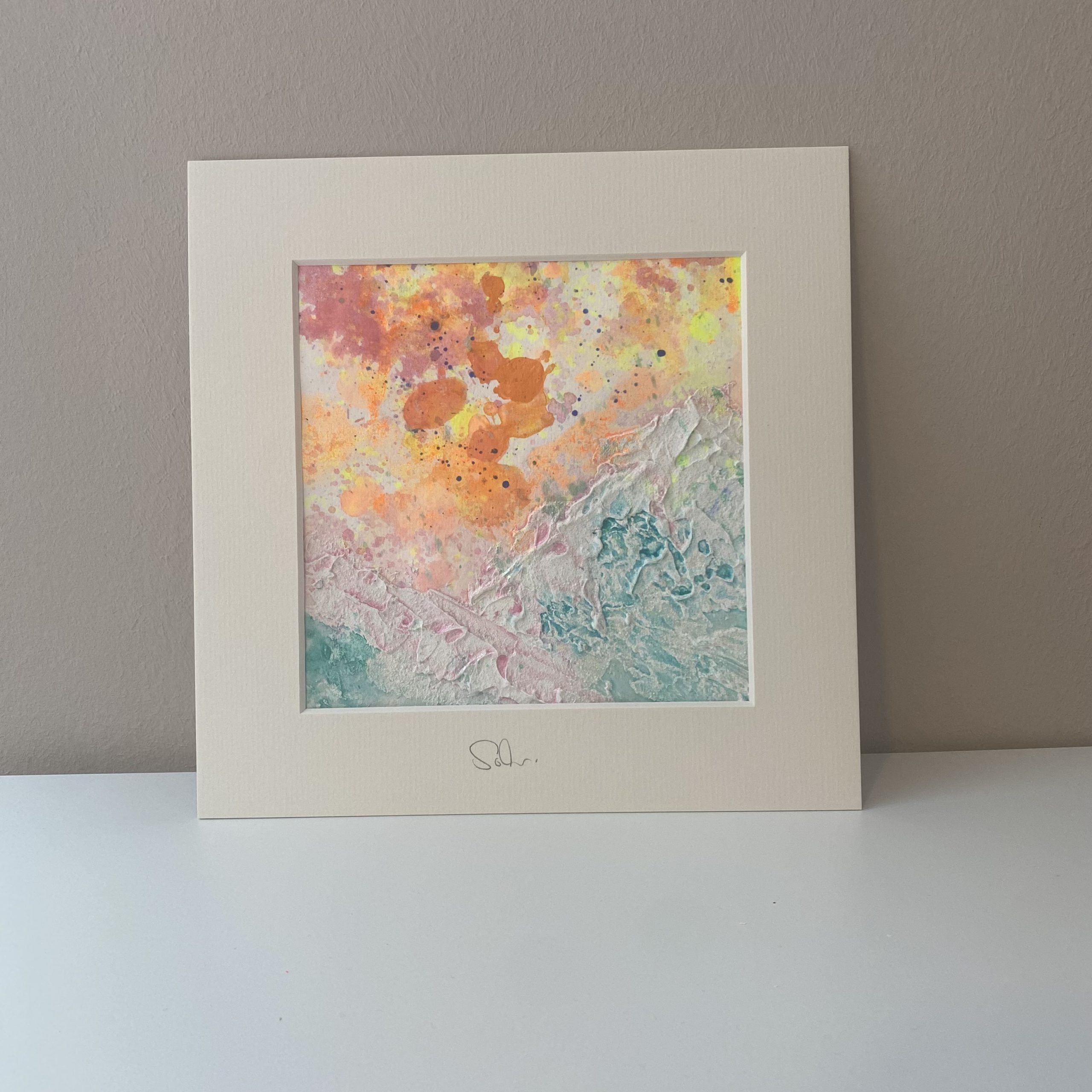 MOUNTAIN - eine abtrakt gemalte Mini Painting Serie in der Farbwelt türkis, orange, rosa und lila
