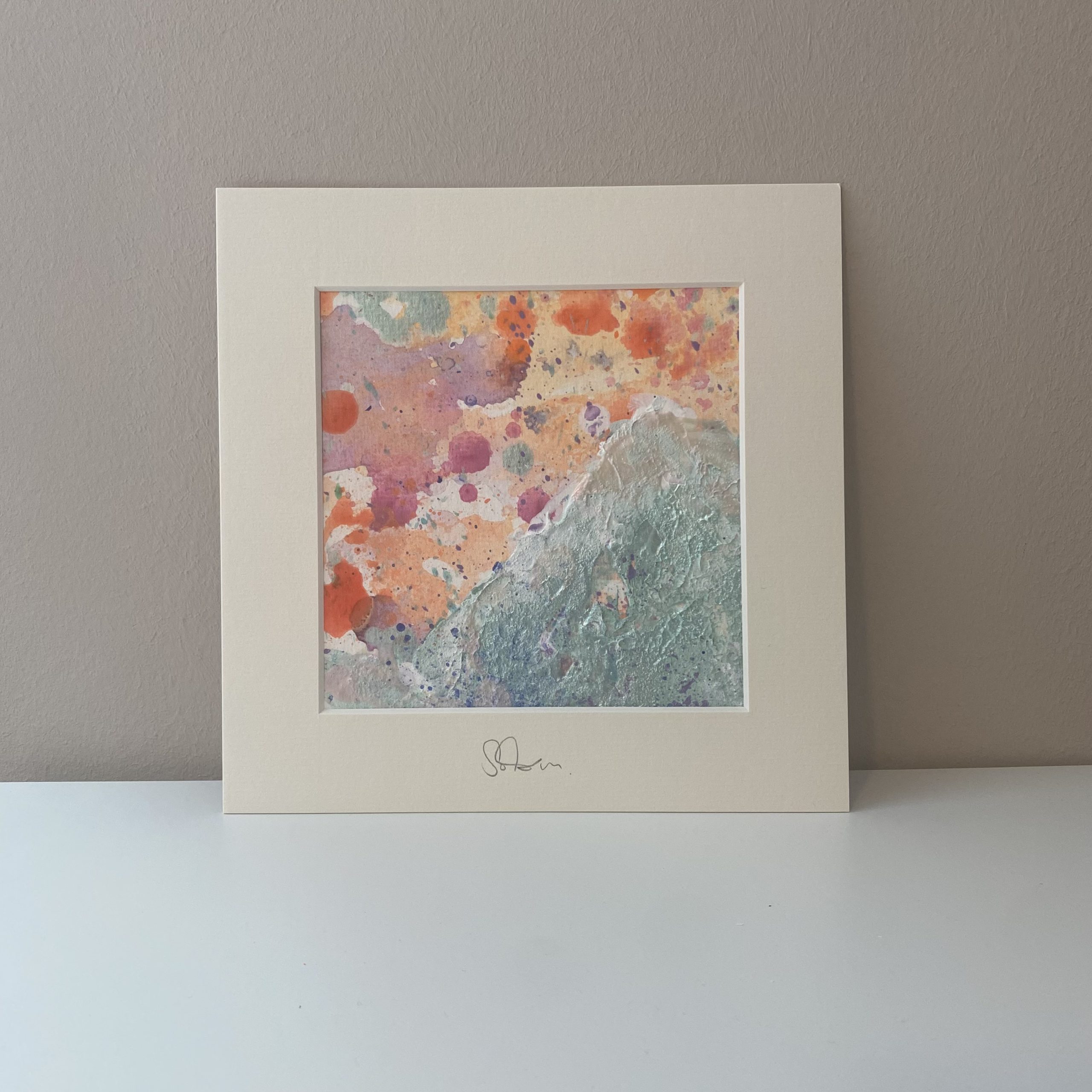 MOUNTAIN - eine abtrakt gemalte Mini Painting Serie in der Farbwelt türkis, orange, rosa und lila