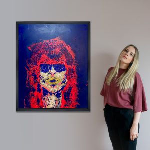 Abstraktes Leinwandbild „Not Your Rockstar“ von Sophie Friederichs im Format 80 x 100 cm. Modernes Originalgemälde mit dynamischen Strukturen, vielschichtigen Farbebenen und zeitgenössischer Mixed-Media-Technik.